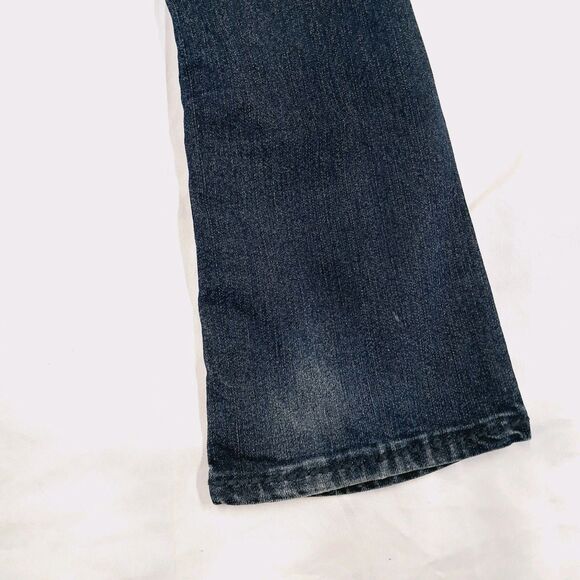 Y2k Vtg Almost Famous Dark Denim Boot Cut Flare Low Rise Jeans XS 1 Embellished - Picture 4 of 13